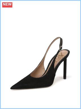 Suede Pointed Toe Slingback Stiletto Heel Pump